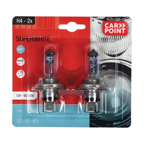 Carpoint Superwhite Autolampen H4 12V 60/55W 2 Stuks