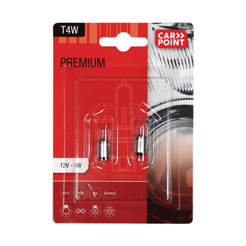 Carpoint Premium Autolampen 12V T4W 2 Stuks