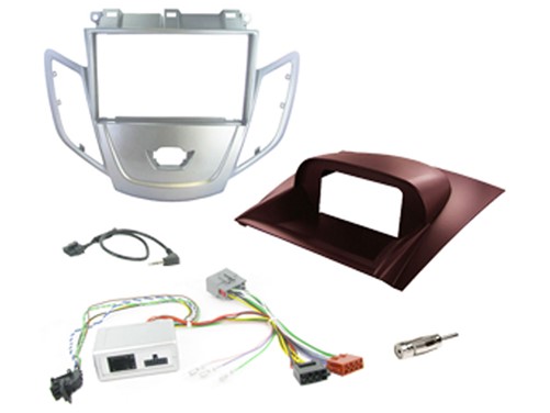 2DIN KIT Ford Fiesta 08-10 zilver frame, display rood