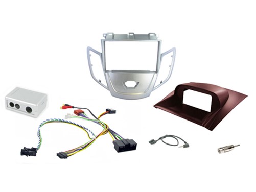 2DIN KIT Ford Fiesta 10> zilver frame, display rood