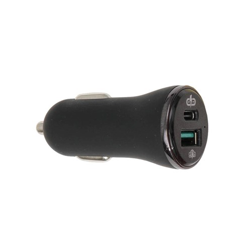 Lader 12/24V Brodit Dual 1x usbA 1x usbC 2.4A QC 3.0 zwart